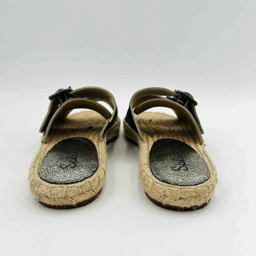 Brand New Splendid Blake Buckle Slide Metallic Leather Espadrilles Size 7.5